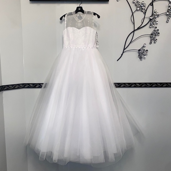 Girls Long White Dress